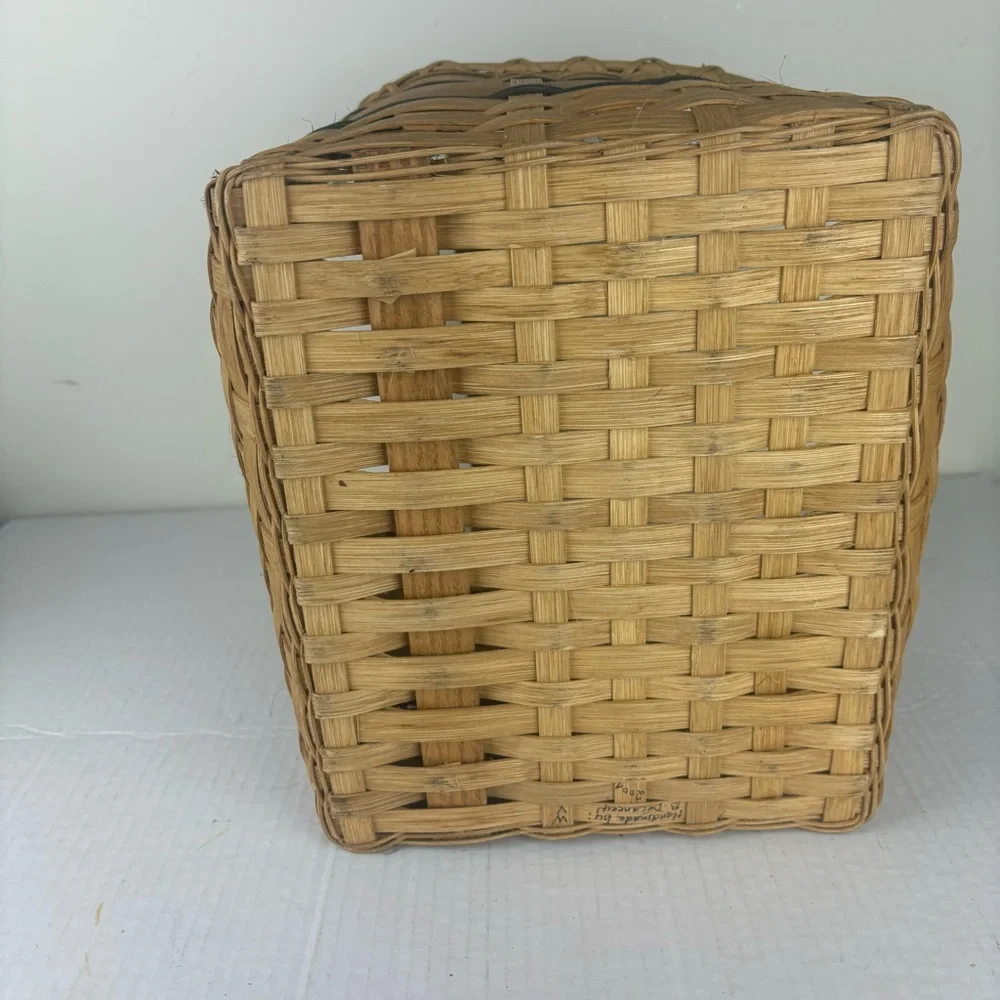 Handcrafted basket for cookbooks with handle-signed by maker